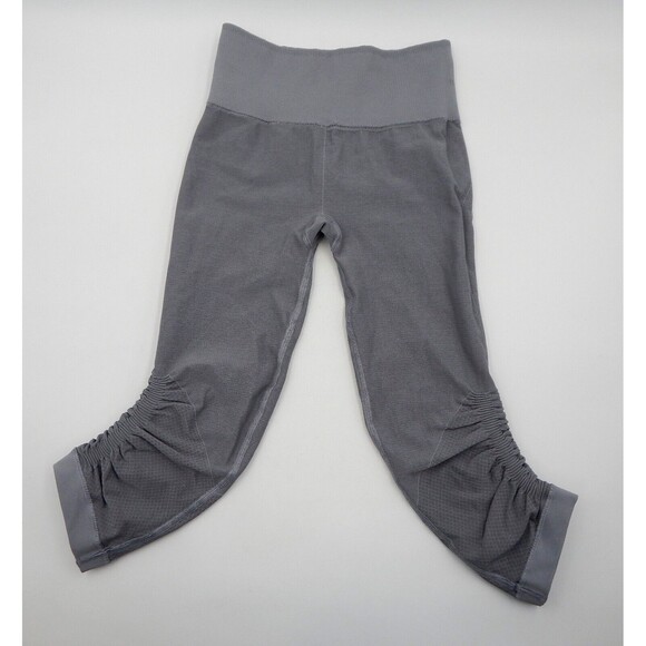 Lululemon In The Flow Crop Leggings Women's Gray Ruched Leg Capri Sz 4 - Picture 8 of 9